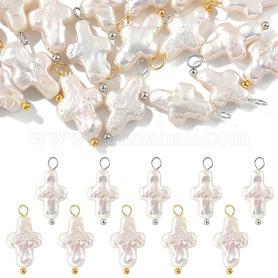 10 шт. 2 стиля подвески-кресты из натурального жемчуга Кеши&nbsp;PALLOY-YW032-1