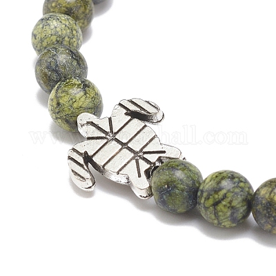 Браслет из бисера с круглой и сплавной морской черепахой для женщин BJEW-JB08579-1