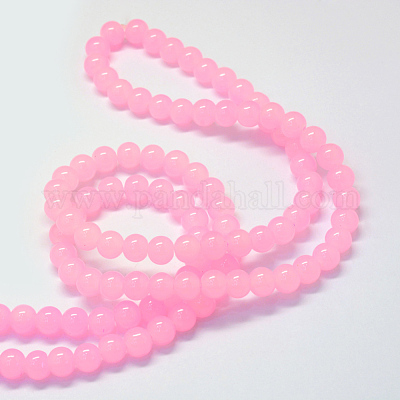 Выпечки окрашены имитация нефрита стекловолокна круглый шарик X-DGLA-Q021-6mm-26-1