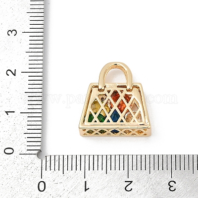 Латунные микропаве прозрачные подвески с фианитом KK-R213-17G-1