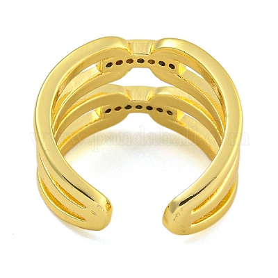 Кольца-манжеты из латуни с микропаве из кубического циркония для женщин RJEW-I107-07G-1