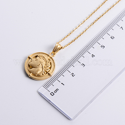 Мужские ожерелья из нержавеющей стали в винтажном стиле с плоским круглым подвесом-портретом для повседневной носки FP5921-1