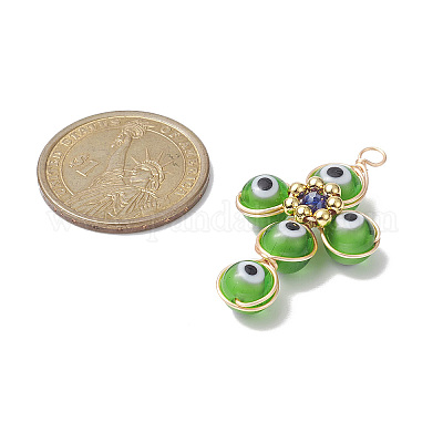 Подвески лэмпворк ручной работы от сглаза из латуни PALLOY-TA00036-05-1