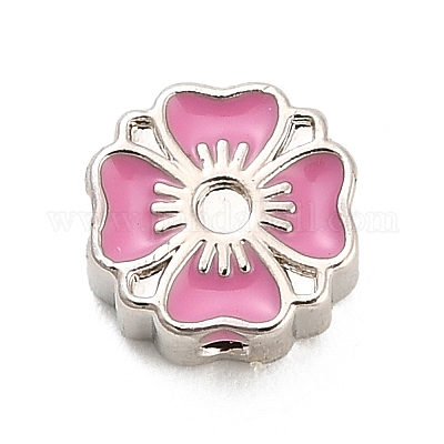 Оправы для цветочных бусин из латуни с эмалью и стразами KK-H527-01P-03-1