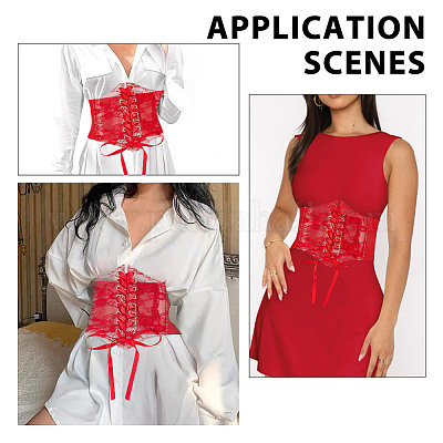 Корсетные ремни из ПВХ на шнуровке с полиэстеровой лентой для женщин AJEW-WH0678-79A-1