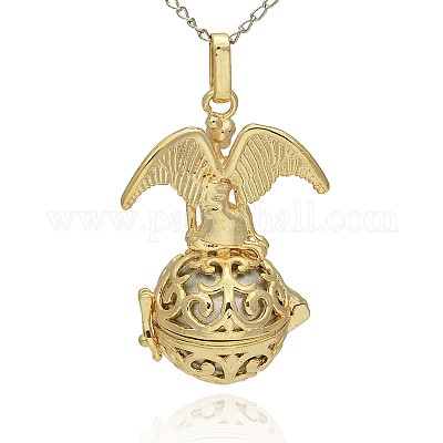 Золотой тон латунь полые круглые подвески KK-J242-07G-1