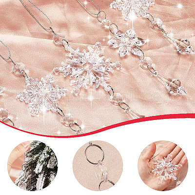 15 шт. 3 стиля рождественские акриловые снежинки подвесные украшения HJEW-SP0001-04A-1