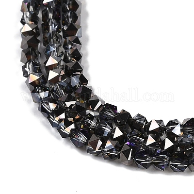 Chapelets de perles en verre électroplaqué&nbsp;GLAA-Q105-02G-1
