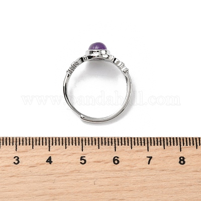 Природные палец кольца аметист RJEW-A084-03P-09-1