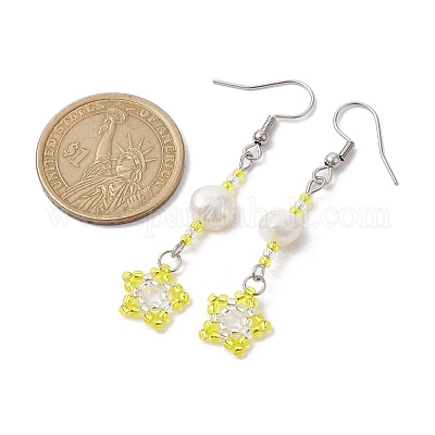 Серьги из натурального жемчуга EJEW-MZ00120-01-1