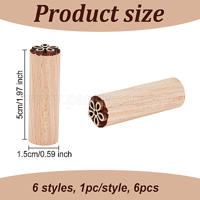 6 шт. 6 стиля круглые деревянные традиционные китайские штампы в виде лунных пряников AJEW-OC0004-20-1