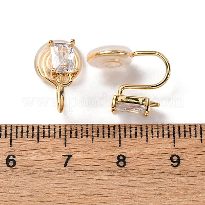 Фурнитура для ушей из латуни с микропаве из кубического циркония KK-F898-15A-G-1