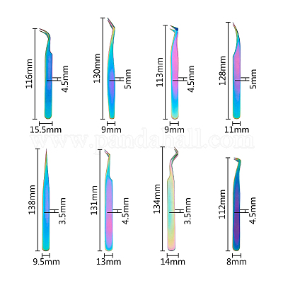 8 шт. 8 стиля 430 нержавеющая сталь пинцет-зажим для ресниц TOOL-FH0001-57-1