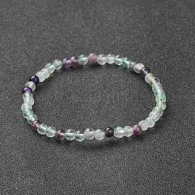 Натуральный флюорит бисером браслеты простирания BJEW-A117-A-38-1