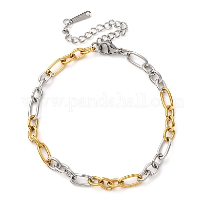 Браслеты-цепочки Figaro из нержавеющей стали 304 BJEW-K284-03D-GP-1