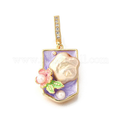 Латунные подвески с микропаве из кубического циркония и эмали KK-R222-16G-01-1