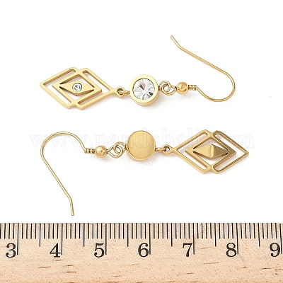 Серьги-подвески в форме ромба из нержавеющей стали 304 EJEW-Z129-12G-02-1