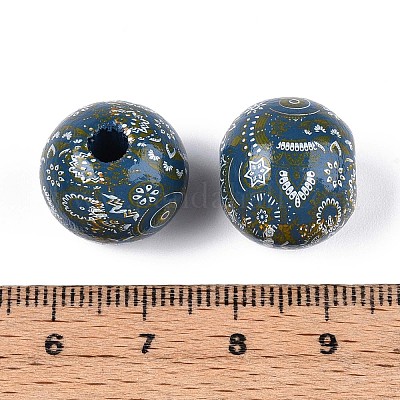 Бусины из дерева схима в богемном стиле с принтом WOOD-T032-31A-1