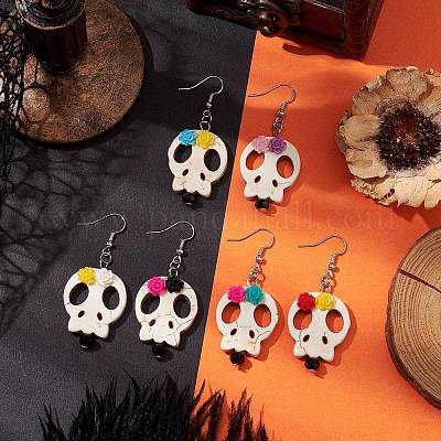 Латунь болтающийся серьги EJEW-JE06040-1