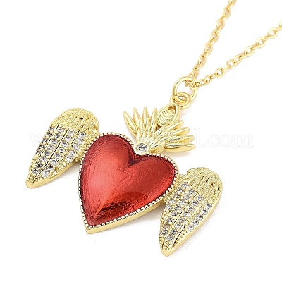 Ожерелья с подвесками из латуни с прозрачным кубическим цирконием NJEW-Z035-04D-G-1