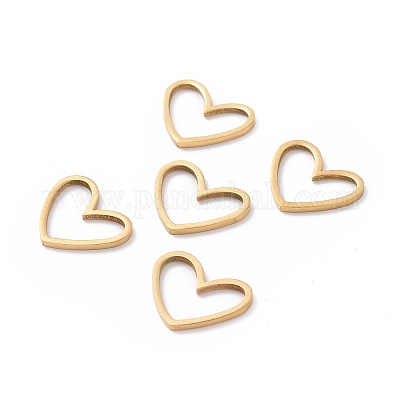5pcs Stainless Steel Gold-Plate Cute Heart Spacer Beads love