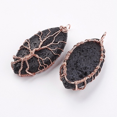 Большие подвески из натуральной лавы KEYC-F019-01RG-1