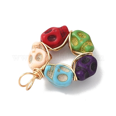 Подвески в виде черепов из синтетической бирюзы PALLOY-JF04676-1