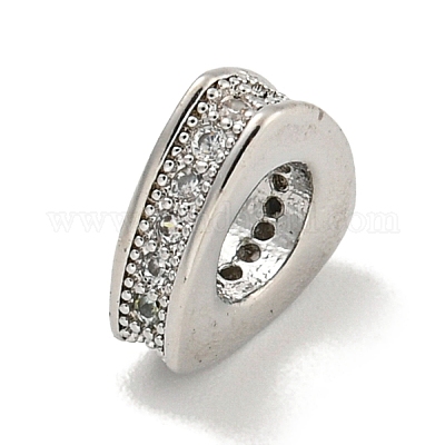 Реечное покрытие латунь микро паве прозрачный кубический цирконий европейские бусины KK-B091-03P-1