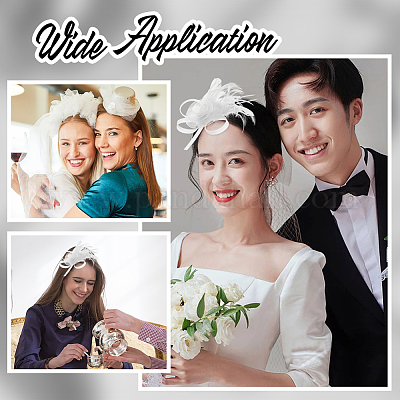 Аксессуары для волос из полиэстера и перьев AJEW-WH0031-31C-1