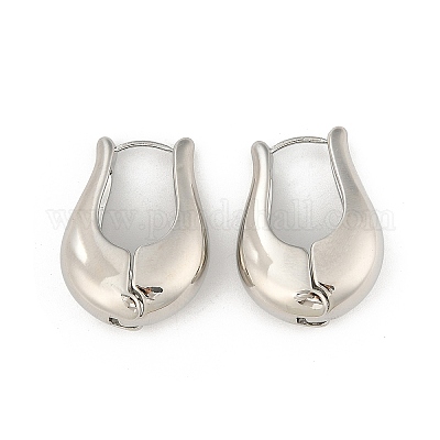 Латунь обруч серьги для женщин EJEW-U041-05P-1