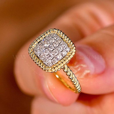 Женские кольца на палец из латуни с микропаве и кубическим цирконием FS-WG378B2-02-1