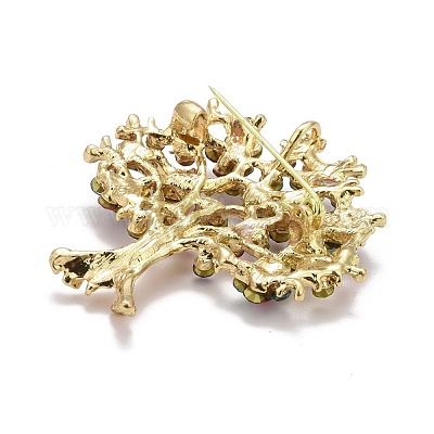 Разноцветная брошь из страз в виде елки JEWB-A004-11G-1