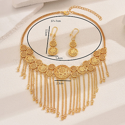 Изысканные комплекты из колье и серег с круглыми кисточками из сплава в ближневосточном стиле для женщин VB5816-1
