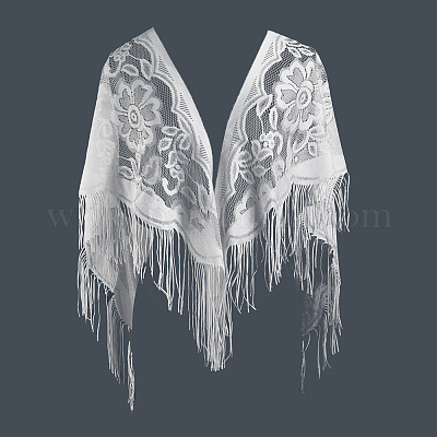 Съемная шаль из полиэстера с кружевным цветком AJEW-WH20072-43B-1