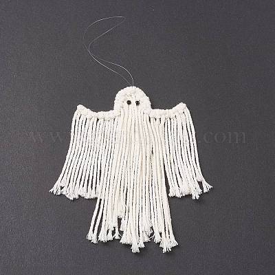 Плетеные хлопковые украшения в виде привидения из макраме HJEW-JM03750-1