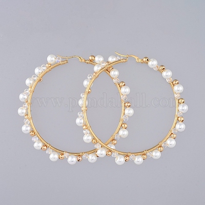 Серьги-кольца с бусинами EJEW-JE03804-1