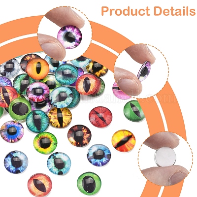 60шт полукруглые стеклянные кабошоны с глазом GGLA-FS0001-16A-1