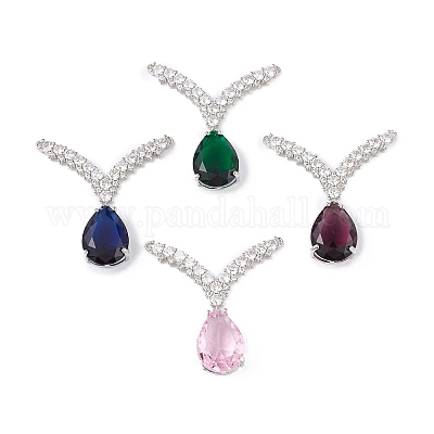 Реечное покрытие латунь микропаве кубический цирконий 2-петлевые подвески KK-C019-02P-1