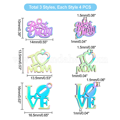 12 шт. 3 стиля ко Дню святого Валентина ионное покрытие (IP) 201 нержавеющая сталь шармы STAS-UN0030-05-1