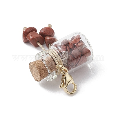 Чакра из натуральных и синтетических драгоценных камней внутри стеклянной бутылки желаний HJEW-JM01892-1