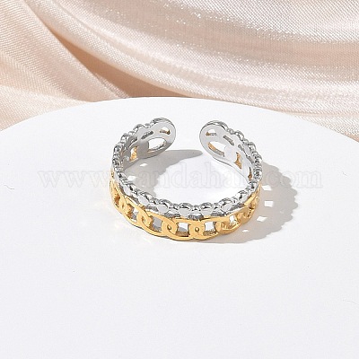 Открытые кольца манжеты из нержавеющей стали 304 RJEW-Z121-02GP-07-1