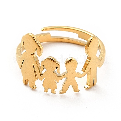 Ионное покрытие (ip) 201 нержавеющая сталь семейное регулируемое кольцо для женщин RJEW-F131-03G-1