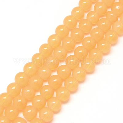 Chapelet de perles en verre baking paint&nbsp;X-DGLA-Q023-6mm-DB47-1