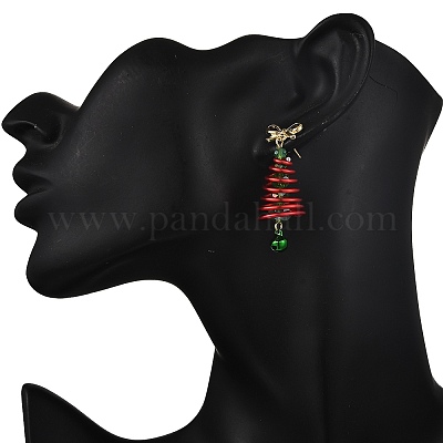 Серьги-гвоздики с подвесками из алюминиевого стекла EJEW-JE06582-1