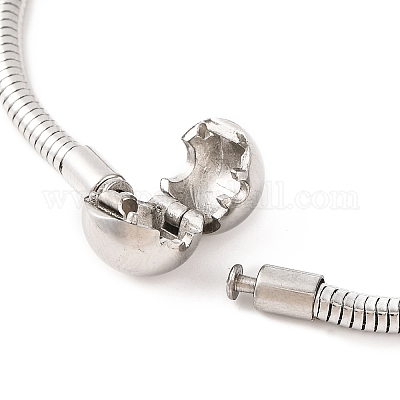 Круглые браслеты-змейки из нержавеющей стали 304 с застежками BJEW-F472-01P-01-1