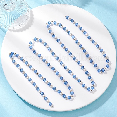 Цепи-рондели ручной работы из нержавеющей стали 304 из стекла AJEW-JB01460-02-1