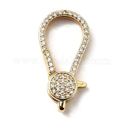 Застежки-клешни из прозрачной латуни с кубическим цирконием KK-Z078-47A-G-1
