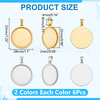 12 шт. 2 цвета 201 нержавеющая сталь подвеска кабошон оправы STAS-WR0001-42-1