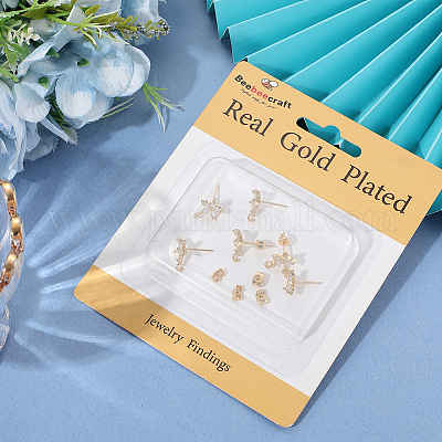 5 пара латунных микрофибровых кубических циркониевых гвоздиков для сережек KK-BBC0020-84-1