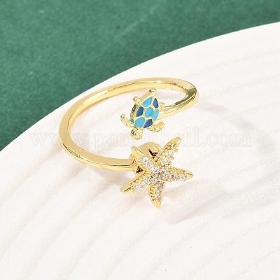 Вращающиеся латунные кольца с микропаве из кубических цирконий для женщин&nbsp;RJEW-K305-02G-1